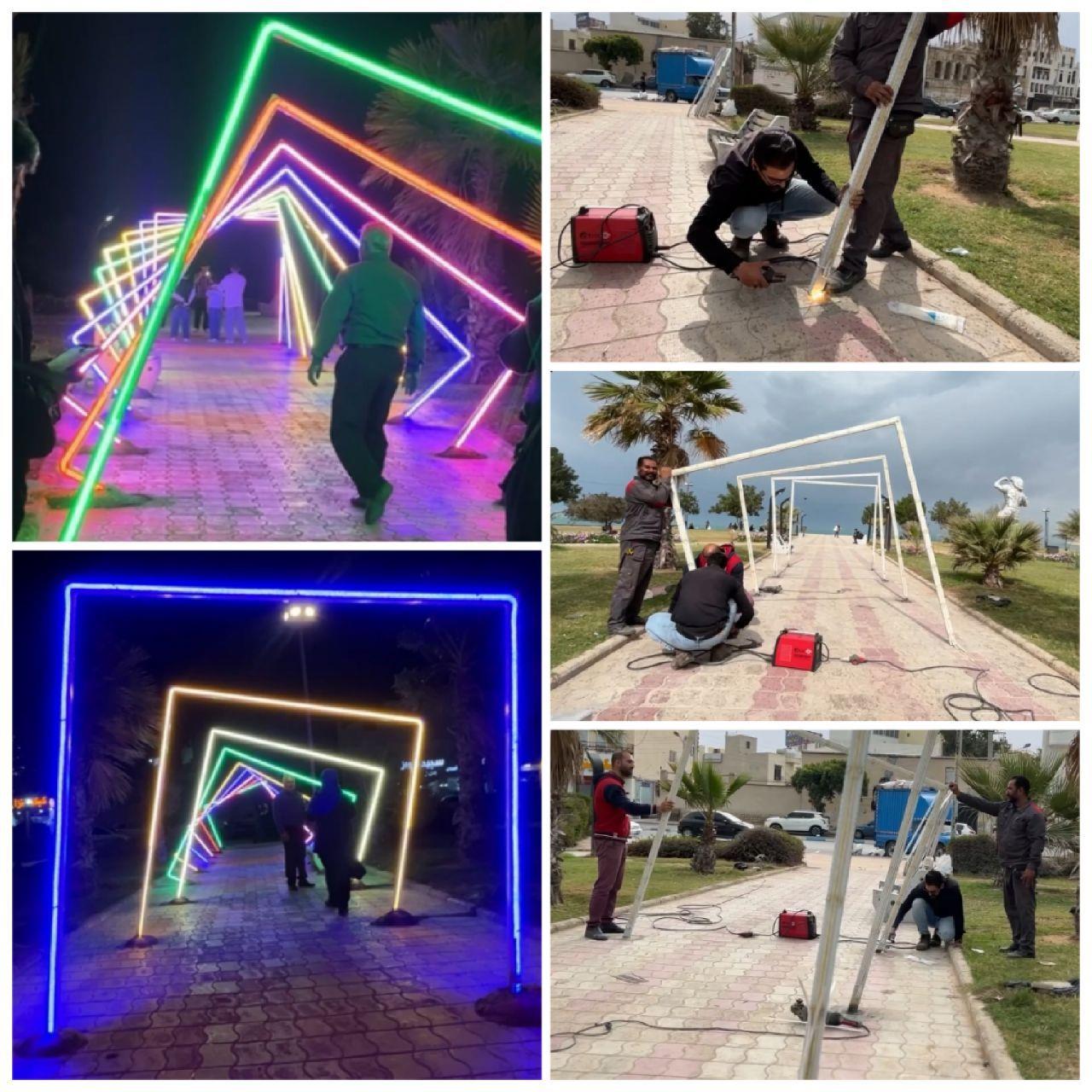 اجرای تونل نوری در بوستان سیادت بوشهر