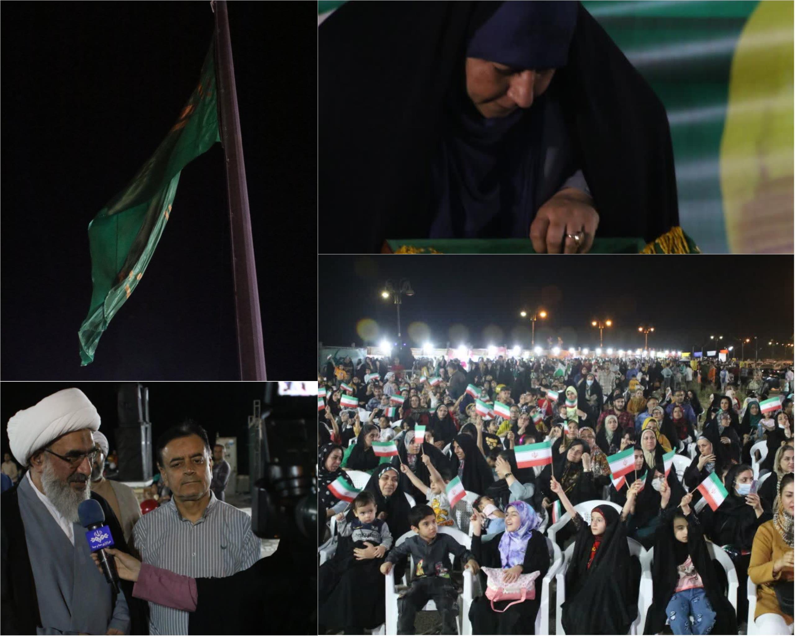 آغاز جشن‌های شبانه دهه کرامت در ساحل بوشهر / اهتزاز پرچم بزرگ رضوی در میدان شهید رئیسعلی دلواری شهرداری