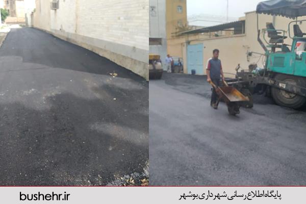 پروژه اجرای زیرسازی و آسفالت قسمتی از کوچه های خاکی واقع در سطح محلات جنوبی شهر بوشهر، تحت نظارت شهرداری منطقه دو در دست اجراست.