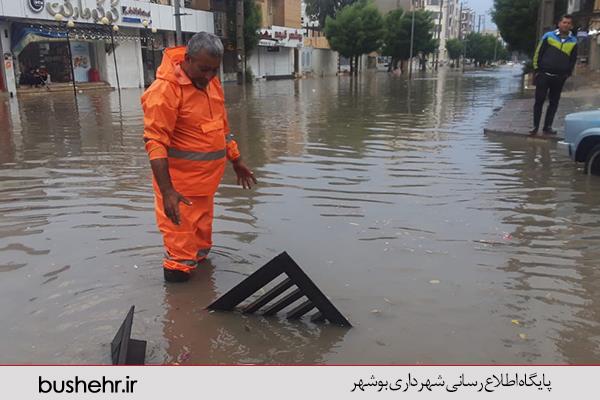 بارندگی در بوشهر سبب آبگرفتگی معابر شد+تصاویر