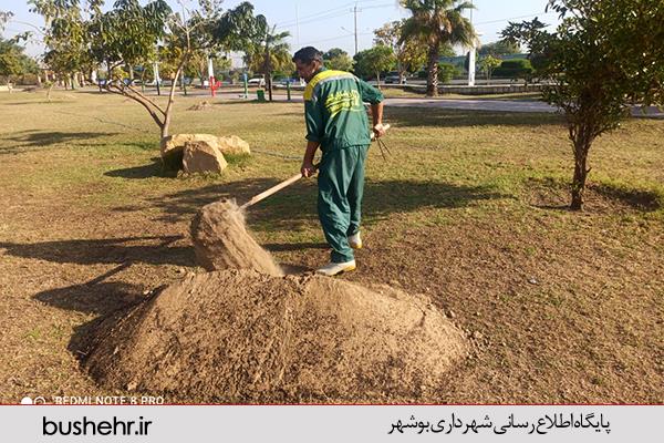 تداوم عملیات حفظ و نگهداری فضای سبز در سطح شهر بوشهر